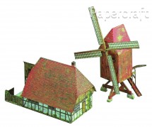 Papírový model - Větrný mlýn se selským stavením (607)