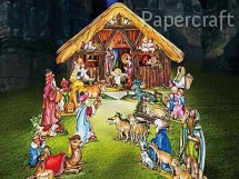 Papírový model / vystřihovánka - Vánoční betlém s králi (735)