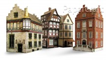 Papírový model - Čtyři staré městské domy (651)