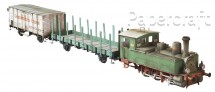 Papírový model - Württembergská parní lokomotiva se dvěma vagony (715)