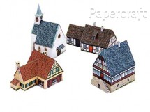 Papírový model / vystřihovánka - Malá vesnice Enseble (740)